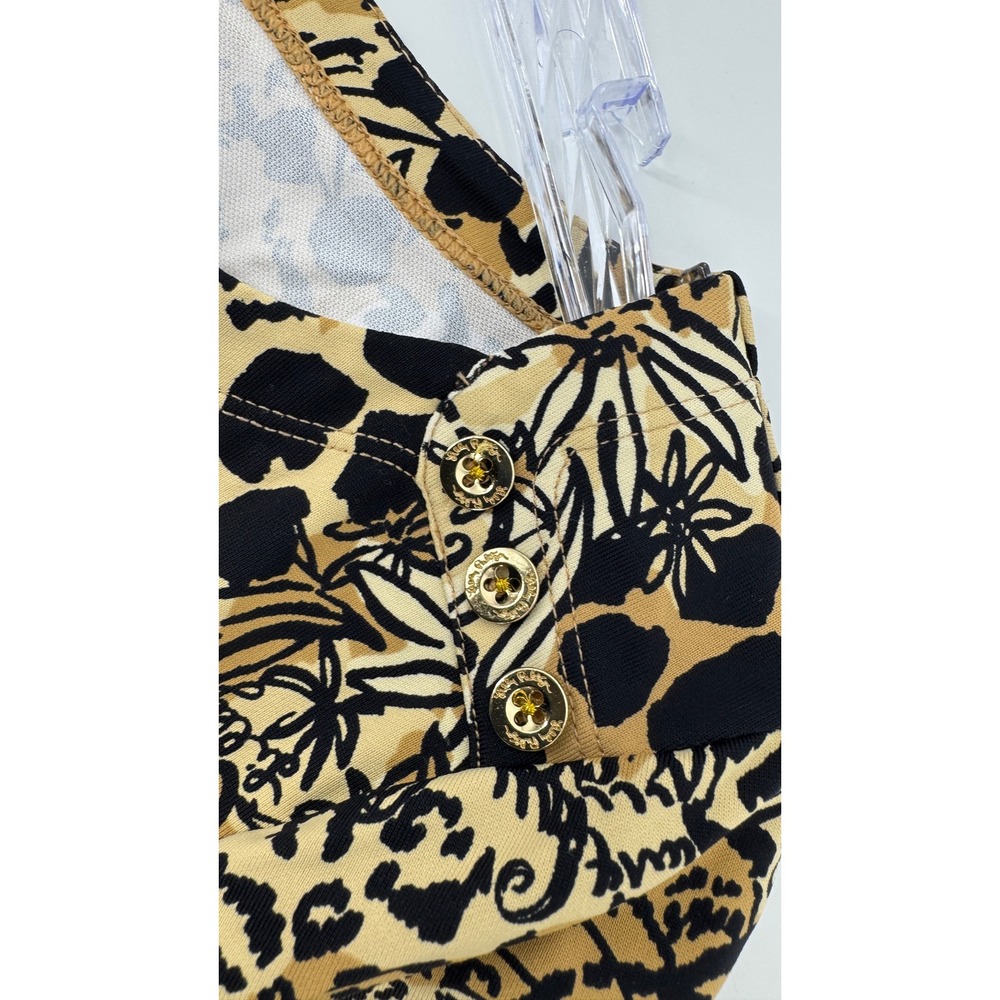 Lilly Pulitzer Maxi Dress Women Large Tan Animal Print Jungle Safari Long Sleeve - Picture 16 of 16